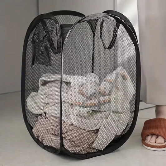 Mesh Pop-up Laundry Basket, Laundry Basket, Foldable Dirty Clothes Storage Basket, Large Capacity Storage Basket